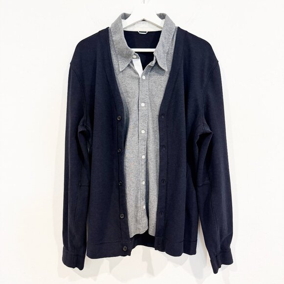 Kit + Ace Mens Layered Button Open Front Knit Cardigan Sweater Preppy Academia - Picture 8 of 8